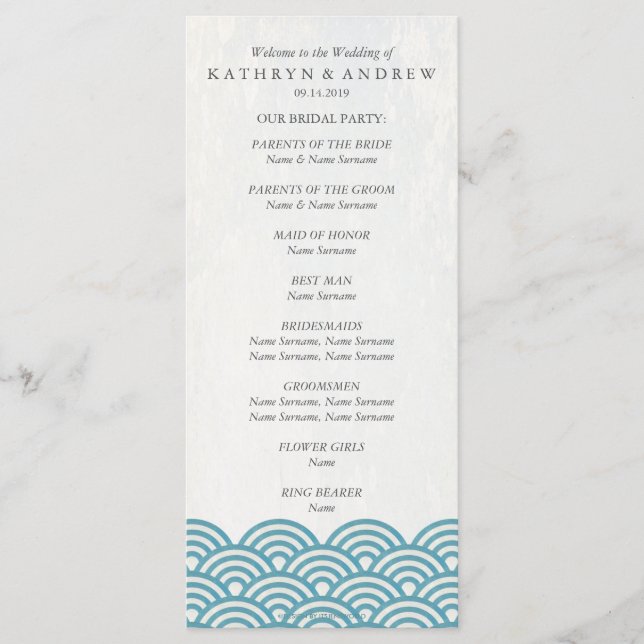 Japanese Seigaiha Waves Program/Order of Service Program (Front)