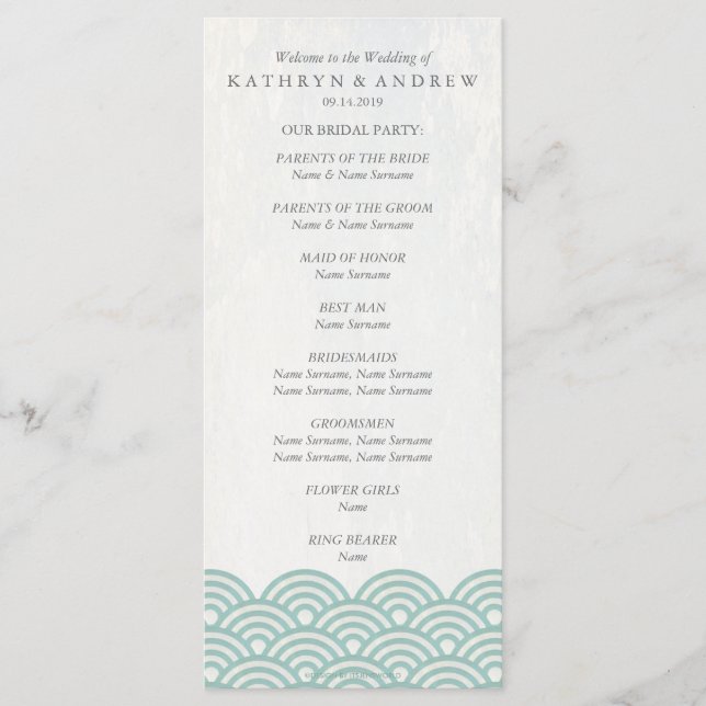 Japanese Seigaiha Waves Program/Order of Service Program (Front)