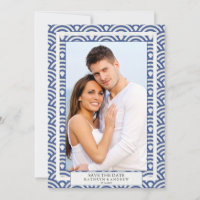 Japanese Seigaiha Wedding Save The Date Flat Photo