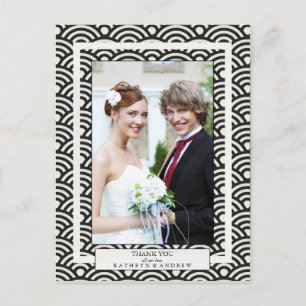 Japanese Seigaiha Wedding Thank You/Custom Photo Postcard