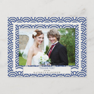 Japanese Seigaiha Wedding Thank You/Custom Photo Postcard