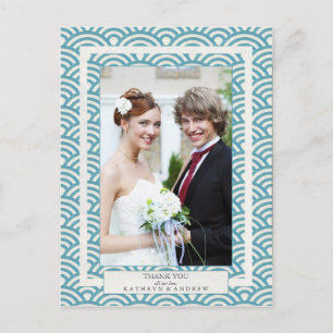 Japanese Seigaiha Wedding Thank You/Custom Photo Postcard