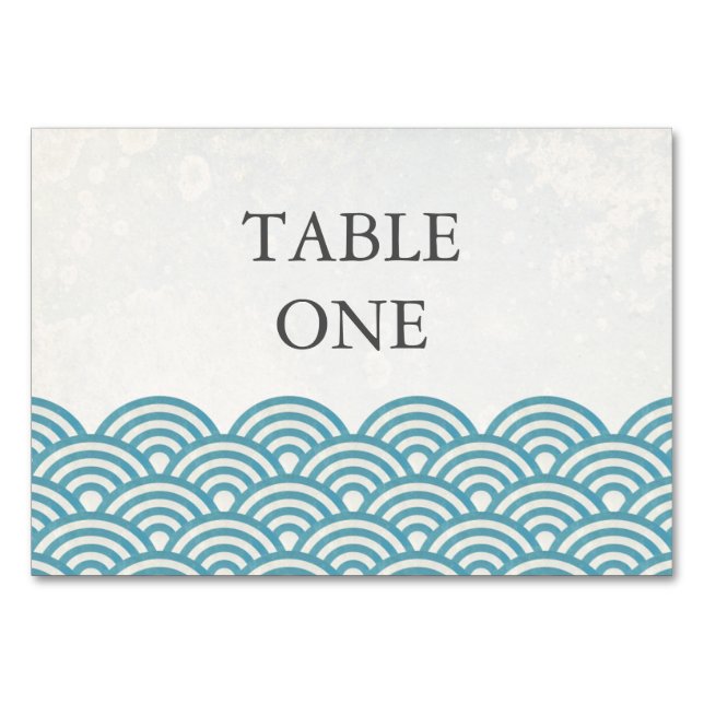 Japanese Seigha Stylized Waves Table Number (Front)