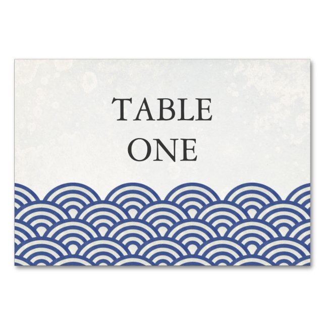 Japanese Seigha Stylized Waves Table Number (Front)
