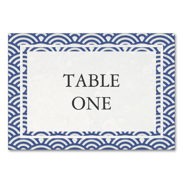 Japanese Seigha Stylized Waves Table Number (Front)