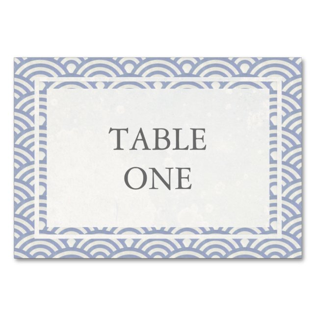 Japanese Seigha Stylized Waves Table Number (Front)
