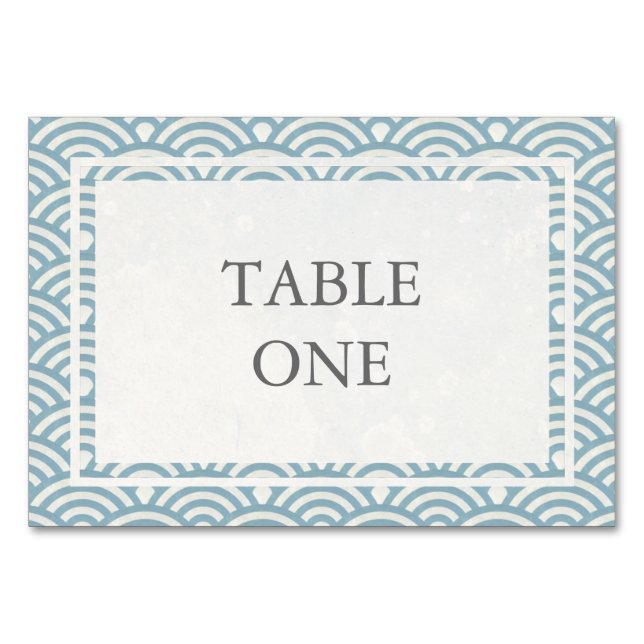 Japanese Seigha Stylized Waves Table Number (Front)