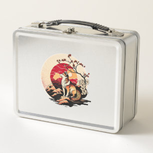 Japanese Shiba Inu Dog Sunset Ukiyo e Style Metal Lunch Box