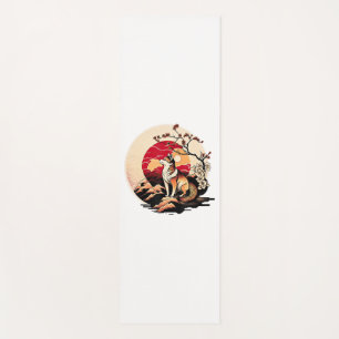Japanese Shiba Inu Dog Sunset Ukiyo e Style Yoga Mat