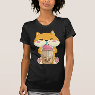 Japanese Shiba Inu Women Girls Kawaii Bubble Boba T-Shirt