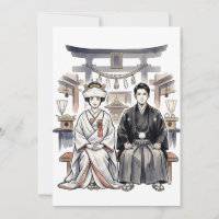 Japanese Shinto Wedding Bride and Groom Invitation