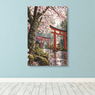 Japanese Shrin Torii & Cherry Blossom Wall Art