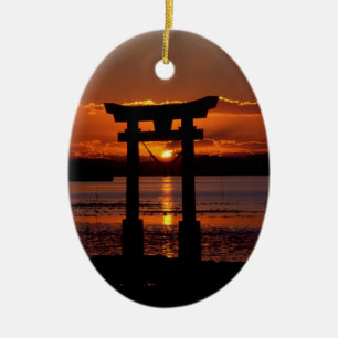 Japanese Shrine Nagao Ceramic Ornament
