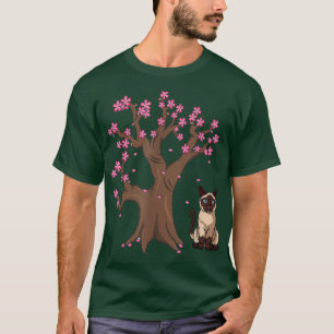 Japanese Siamese Cat Mom Cherry Blossom  T-Shirt