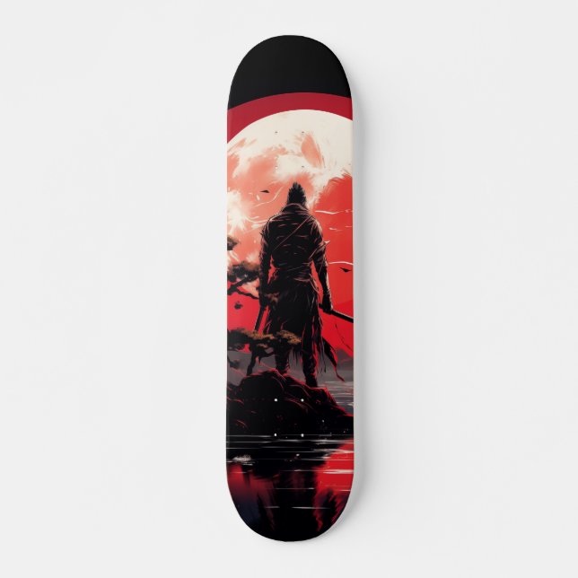 Japanese Skateboard Samurai Watching At Night (Front)
