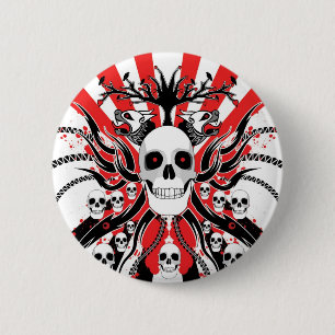 japanese skulls 2 inch round button