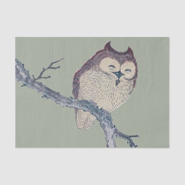 Japanese Sleeping Owl Night Artwork Tissue Paper (Front)
