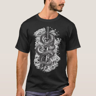 Japanese Snake Katana T-Shirt Traditional Irezum