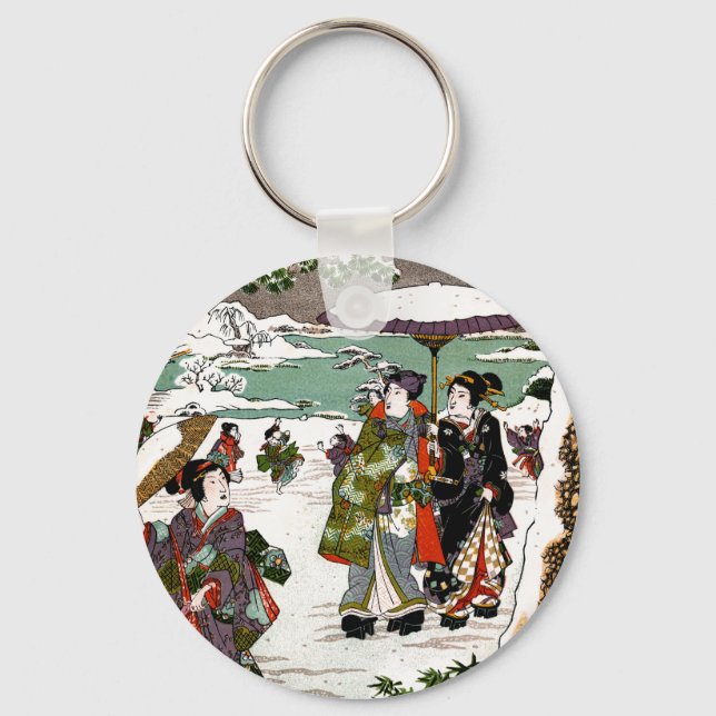 Japanese Snowscape Keychain (Front)