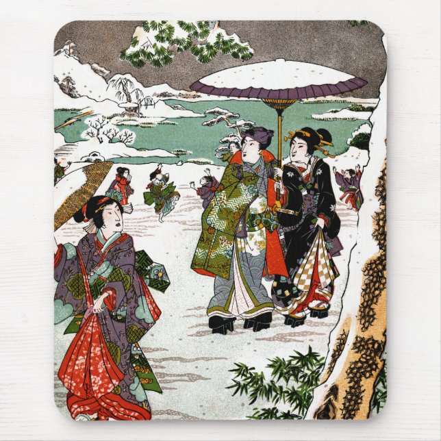 Japanese Snowscape Mouse Pad (Front)