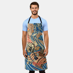 Japanese sorcerer evoking a storm-dragon apron