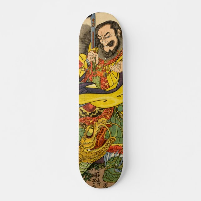 Japanese sorcerer evoking a storm-dragon skateboard (Front)
