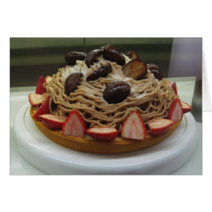 Japanese Spaghetti & Strawberry Cake Greeting Card