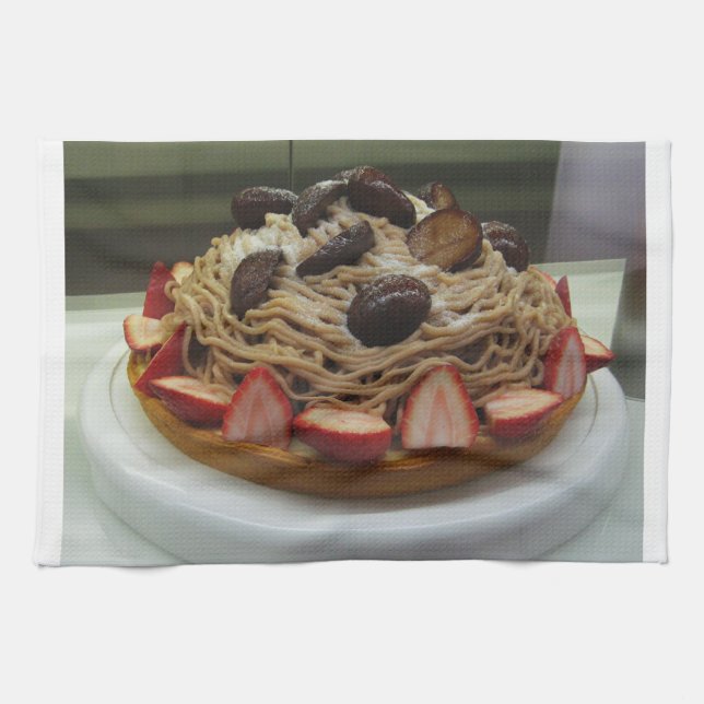 Japanese Spaghetti & Strawberry Cake Kitchen Towel (Horizontal)