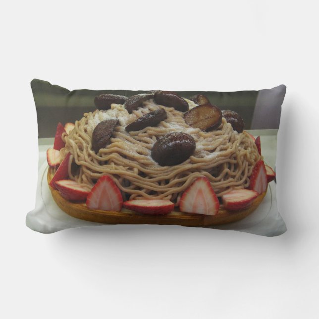 Japanese Spaghetti & Strawberry Cake Lumbar Pillow (Front)