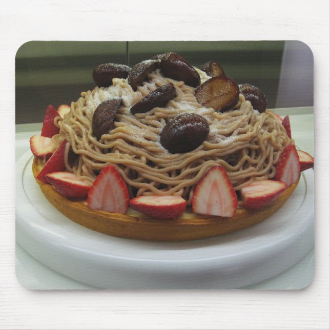 Japanese Spaghetti & Strawberry Cake Mouse Pad (Front)