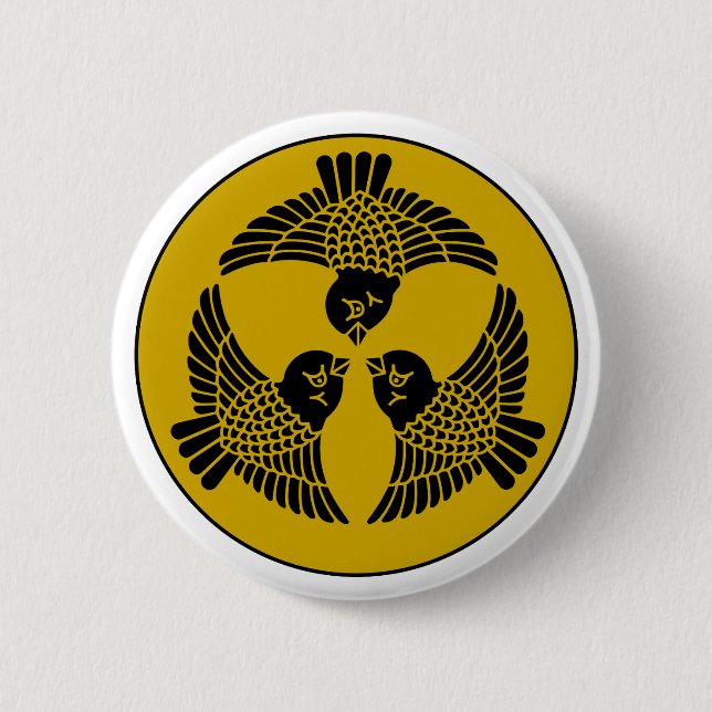 Japanese Sparrow Crest 2 Inch Round Button (Front)