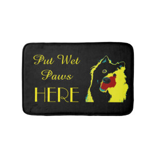 Japanese Spitz Black & Yellow Funny Bath Mat