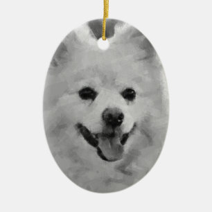 Japanese Spitz Ceramic Ornament