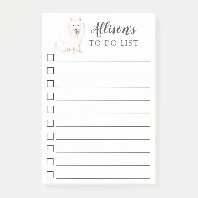 Japanese Spitz Dog Personalized To Do List Post-it Notes (Front)