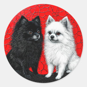 Japanese spitz dogs classic round sticker