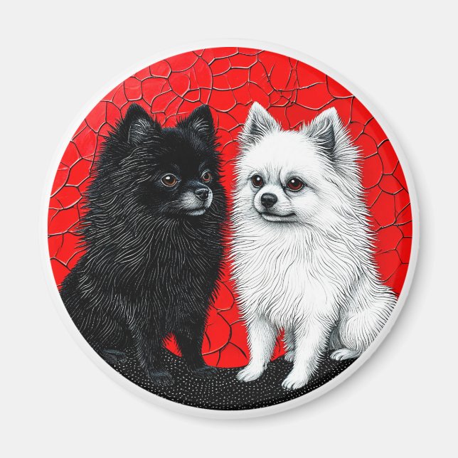 Japanese spitz dogs magnet (Front)