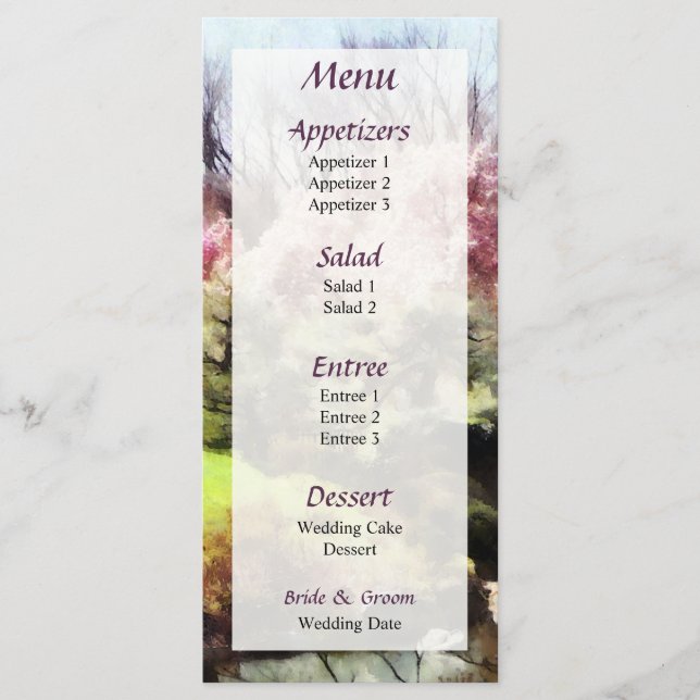 Japanese Spring Wedding Menu... Menu (Front)