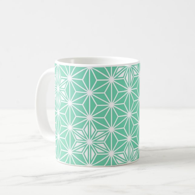 Japanese Star pattern - light aqua Coffee Mug (Front Left)