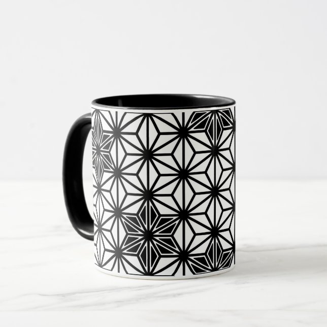 Japanese Star pattern - white and black Mug (Front Left)