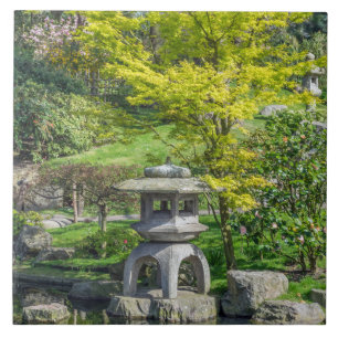 Japanese stone lantern view ceramic tile