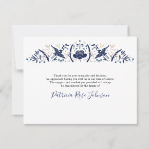 Japanese Stork Blue Funeral Memorial Thank You Card