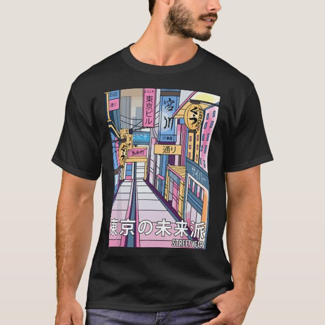Japanese Street Cyberpunk Tokyo Streetwear Aesthet T-Shirt (Front)