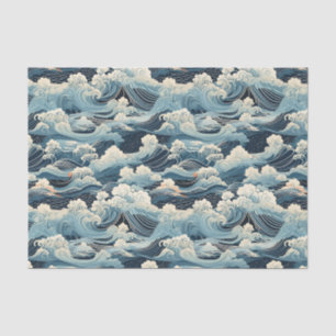 Japanese Style Abstract Ocean Waves Decoupage Tissue Paper