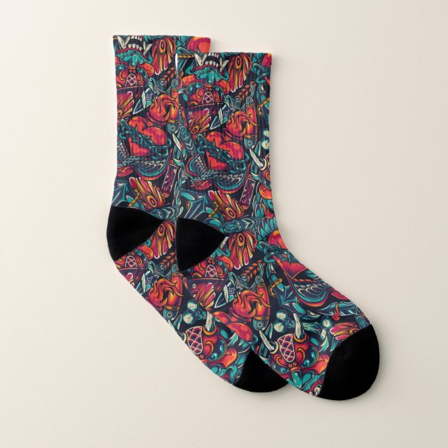 japanese style All-Over-Print Socks (Pair)
