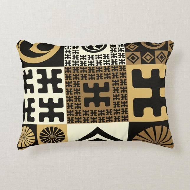 Japanese style, black gold seamless patterns. accent pillow (Front)
