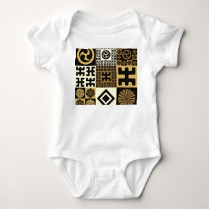 Japanese style, black gold seamless patterns. baby bodysuit