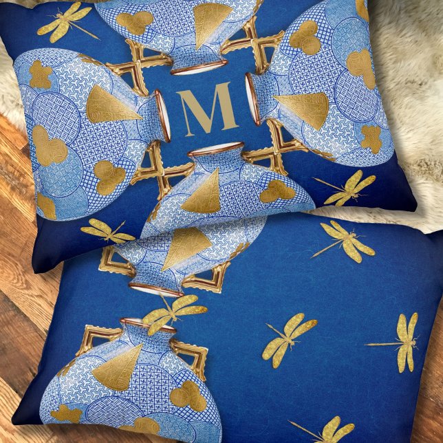 Japanese-Style Blue And Gold  Accent Pillow (Creator Uploaded)