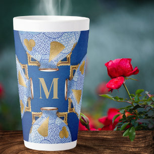 Japanese-Style Blue And Gold Latte Mug