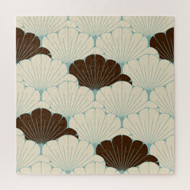 Japanese Style Blue Foliage Tile Jigsaw Puzzle (Vertical)
