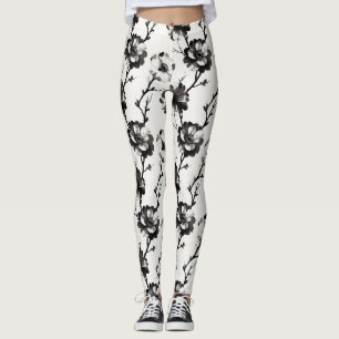 Japanese-style camellias leggings